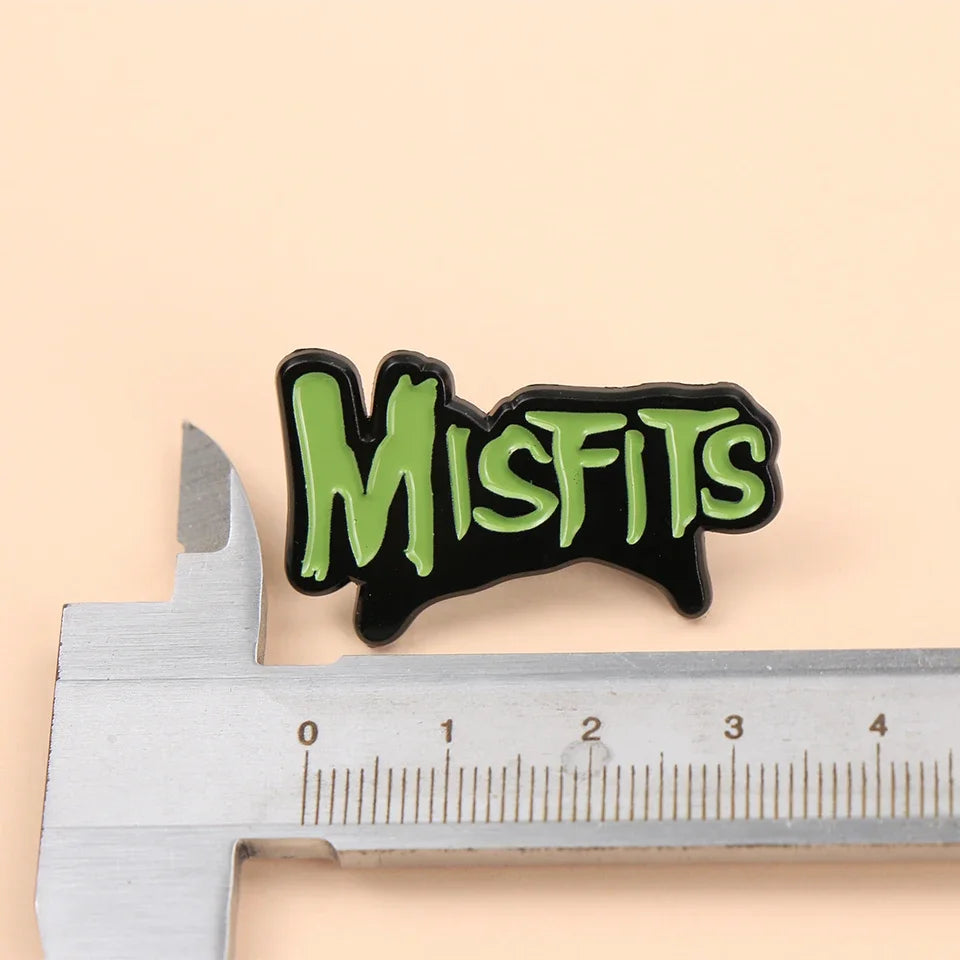 Shmik Horror Punk Logo Letters Misfits Enamel Metal Funny Lapel Pins Brooches Badges Clothing Jewelry Gift