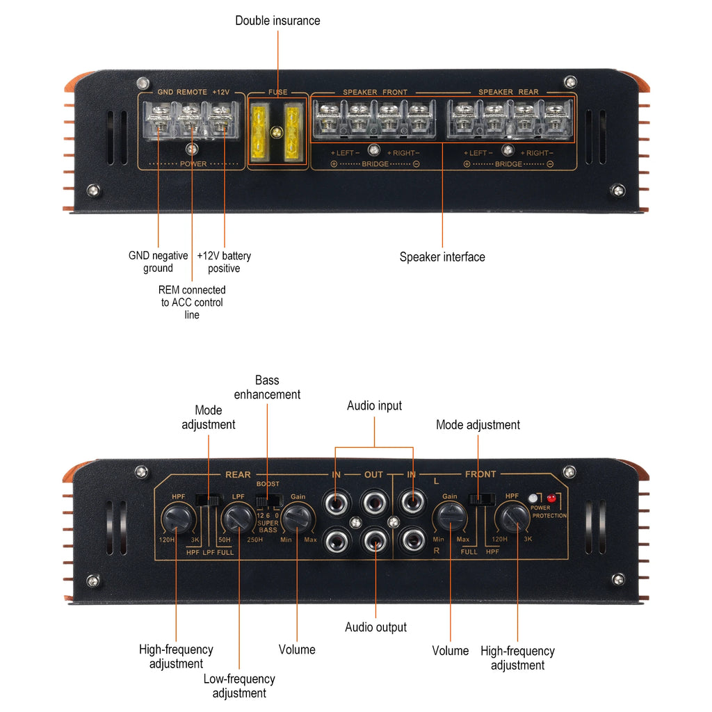 12 V Car Audio Wudi Audio Systems 4 Channel Car Amplifier 4x100W 4-16 Ohm Stable Audio Power Amplifier Premium Aluminum Alloy