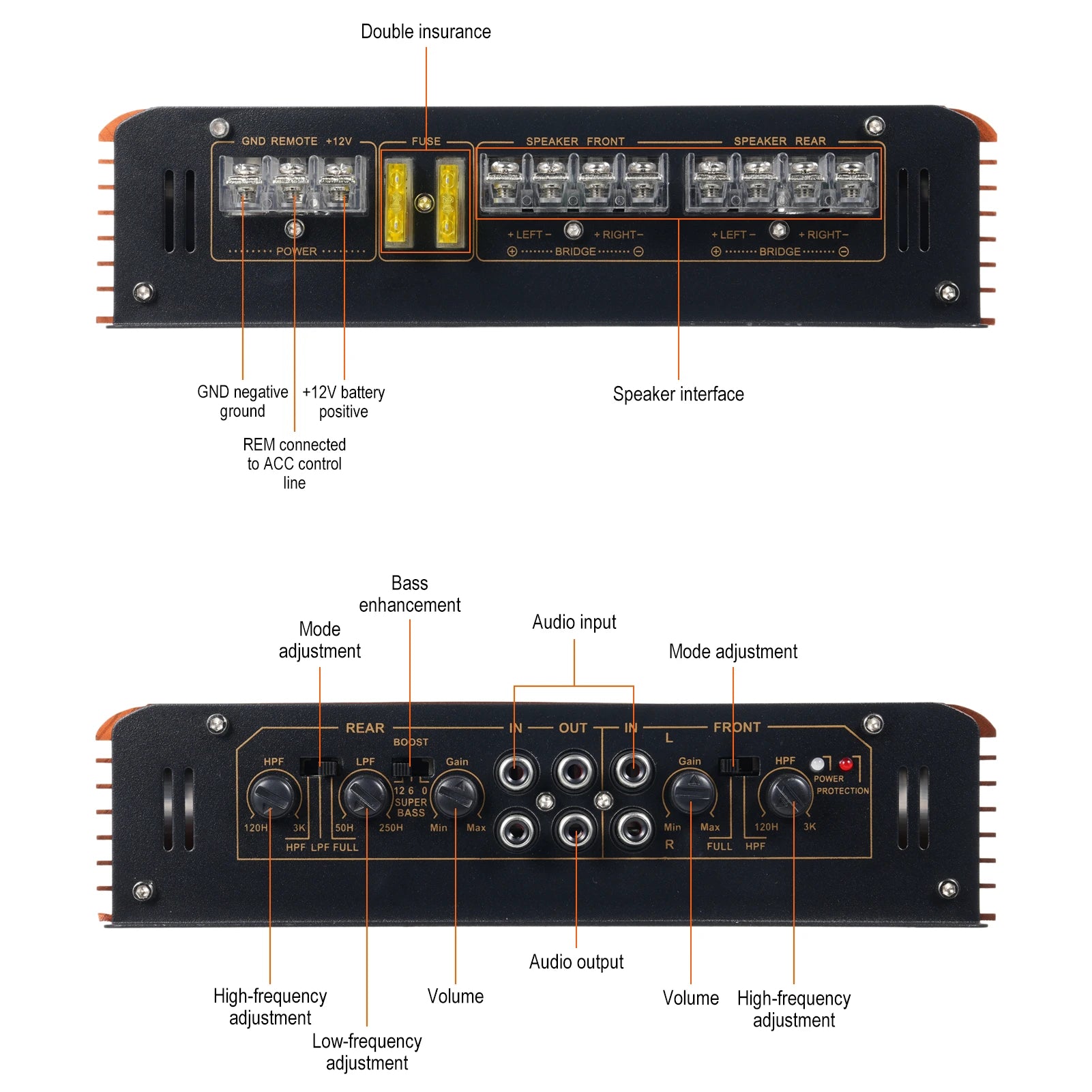 12 V Car Audio Wudi Audio Systems 4 Channel Car Amplifier 4x100W 4-16 Ohm Stable Audio Power Amplifier Premium Aluminum Alloy