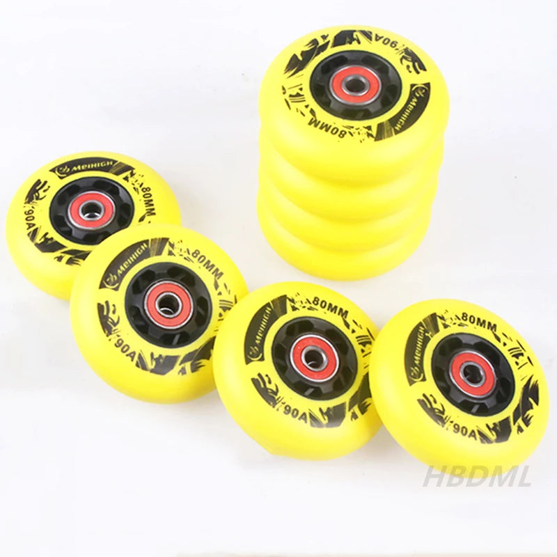 Roller Skate Wheel 62/64/68/70/72/76/80mm Inline Skates Rock Fancy Wheel PU Tyres Wear-resistant 83A/85A/90A/93A Bearing