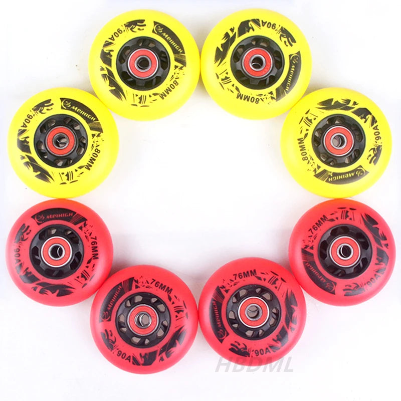 Roller Skate Wheel 62/64/68/70/72/76/80mm Inline Skates Rock Fancy Wheel PU Tyres Wear-resistant 83A/85A/90A/93A Bearing