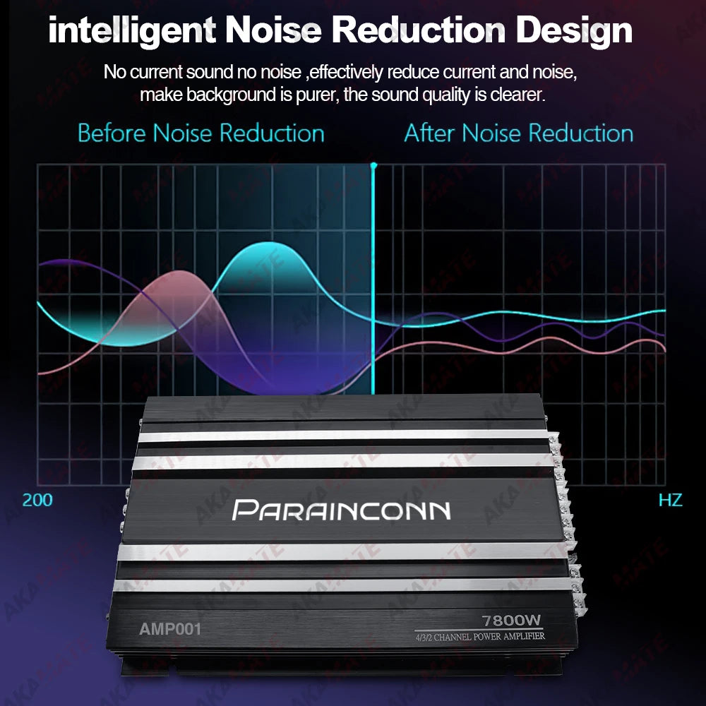 Car Audio High Power Amplifier 4 Channel High Power Aluminum Alloy 12V Stereo Surround Passive Car Audio Amplifier Black