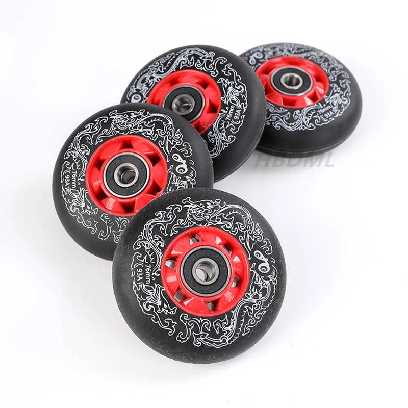 Roller Skate Wheel 62/64/68/70/72/76/80mm Inline Skates Rock Fancy Wheel PU Tyres Wear-resistant 83A/85A/90A/93A Bearing