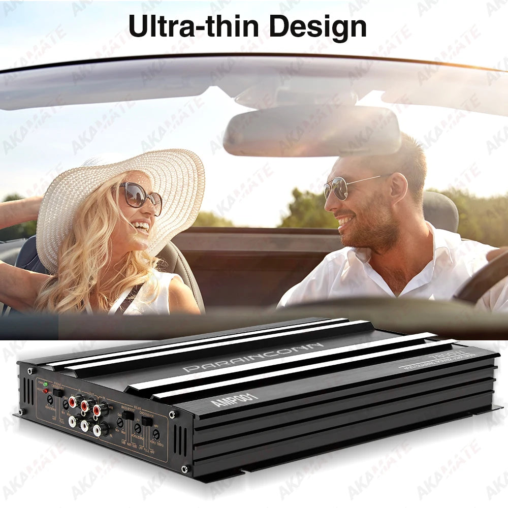 Car Audio High Power Amplifier 4 Channel High Power Aluminum Alloy 12V Stereo Surround Passive Car Audio Amplifier Black