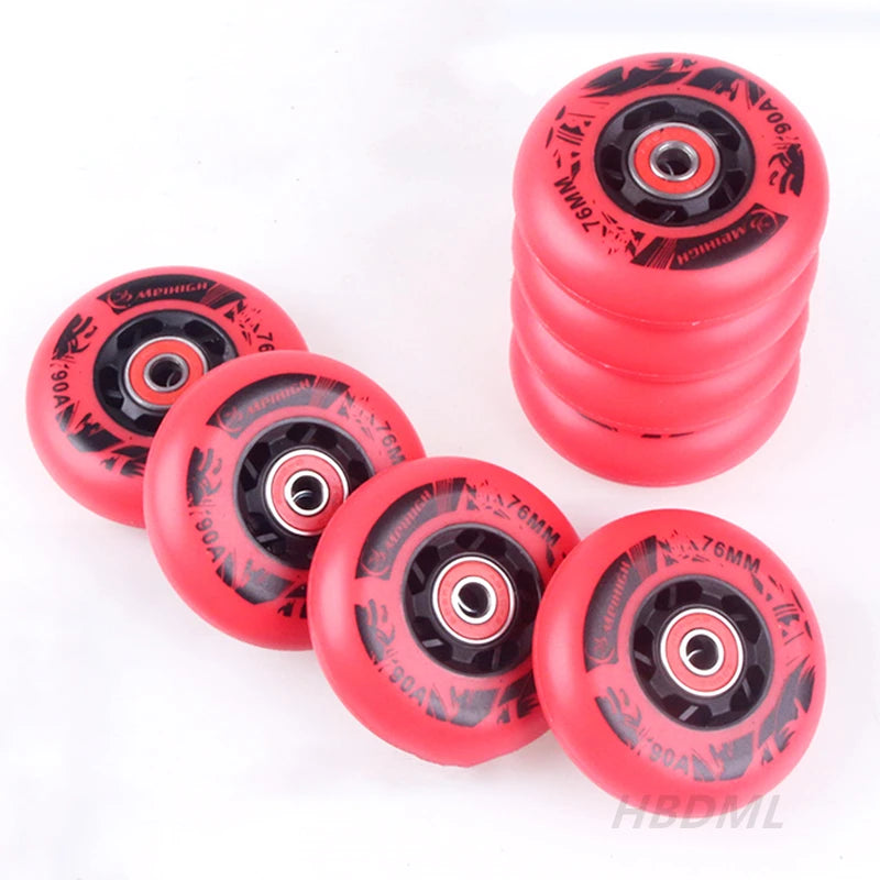Roller Skate Wheel 62/64/68/70/72/76/80mm Inline Skates Rock Fancy Wheel PU Tyres Wear-resistant 83A/85A/90A/93A Bearing