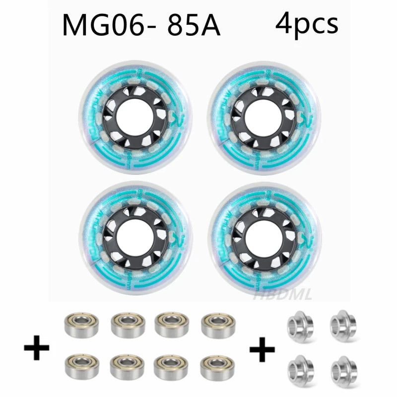 Roller Skate Wheel 62/64/68/70/72/76/80mm Inline Skates Rock Fancy Wheel PU Tyres Wear-resistant 83A/85A/90A/93A Bearing