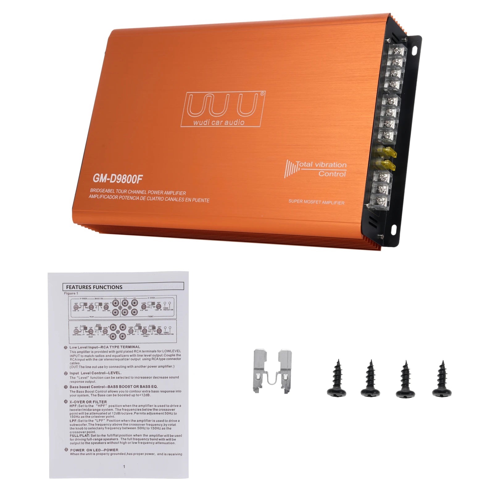 12 V Car Audio Wudi Audio Systems 4 Channel Car Amplifier 4x100W 4-16 Ohm Stable Audio Power Amplifier Premium Aluminum Alloy