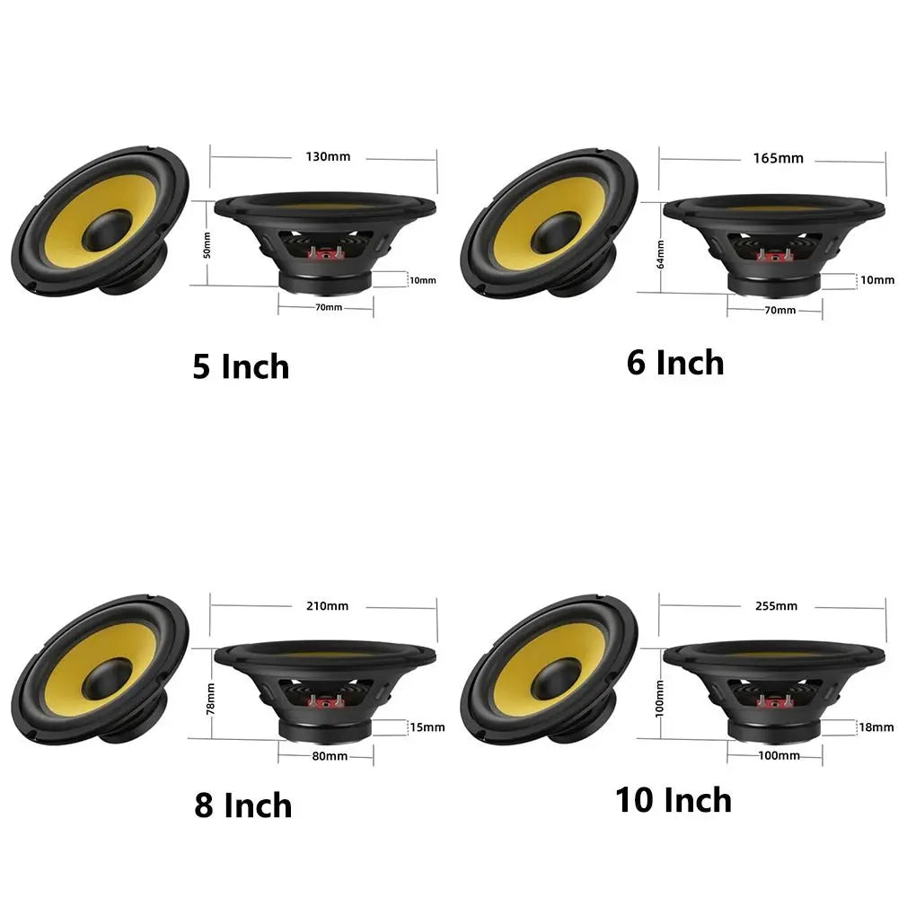 5/6/8/10 Inch Car Bass Speaker HiFi Music Full Range Frequency DIY Audio Speakers Coaxial Subwoofer Universal Car Subwoofer
